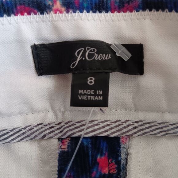 J. Crew Women's Size 8 Straight Leg Navy/Pink Floral Corduroy Trousers - Picture 5 of 12